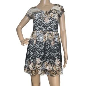 Topshop black and brown lace dress, 6